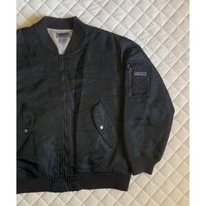 Y2K VTG 90s Guess Bomber Black Basic‎ Jacket Sz L Streetwear Grunge Classic Dope